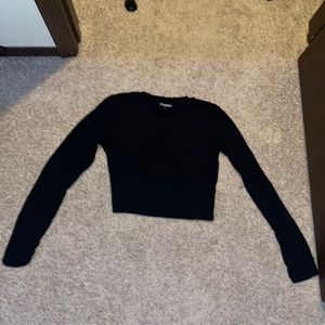 Ribbed Crop Long Sleeve Top